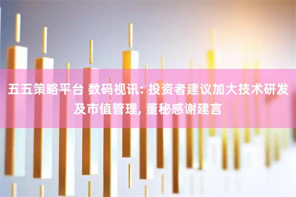 五五策略平台 数码视讯: 投资者建议加大技术研发及市值管理, 董秘感谢建言