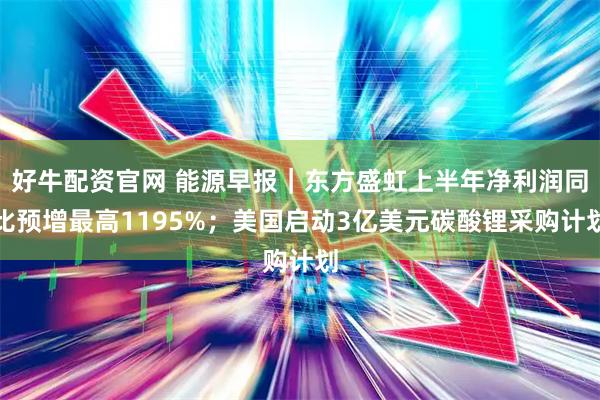 好牛配资官网 能源早报｜东方盛虹上半年净利润同比预增最高1195%；美国启动3亿美元碳酸锂采购计划